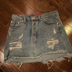 ripped jean skirt